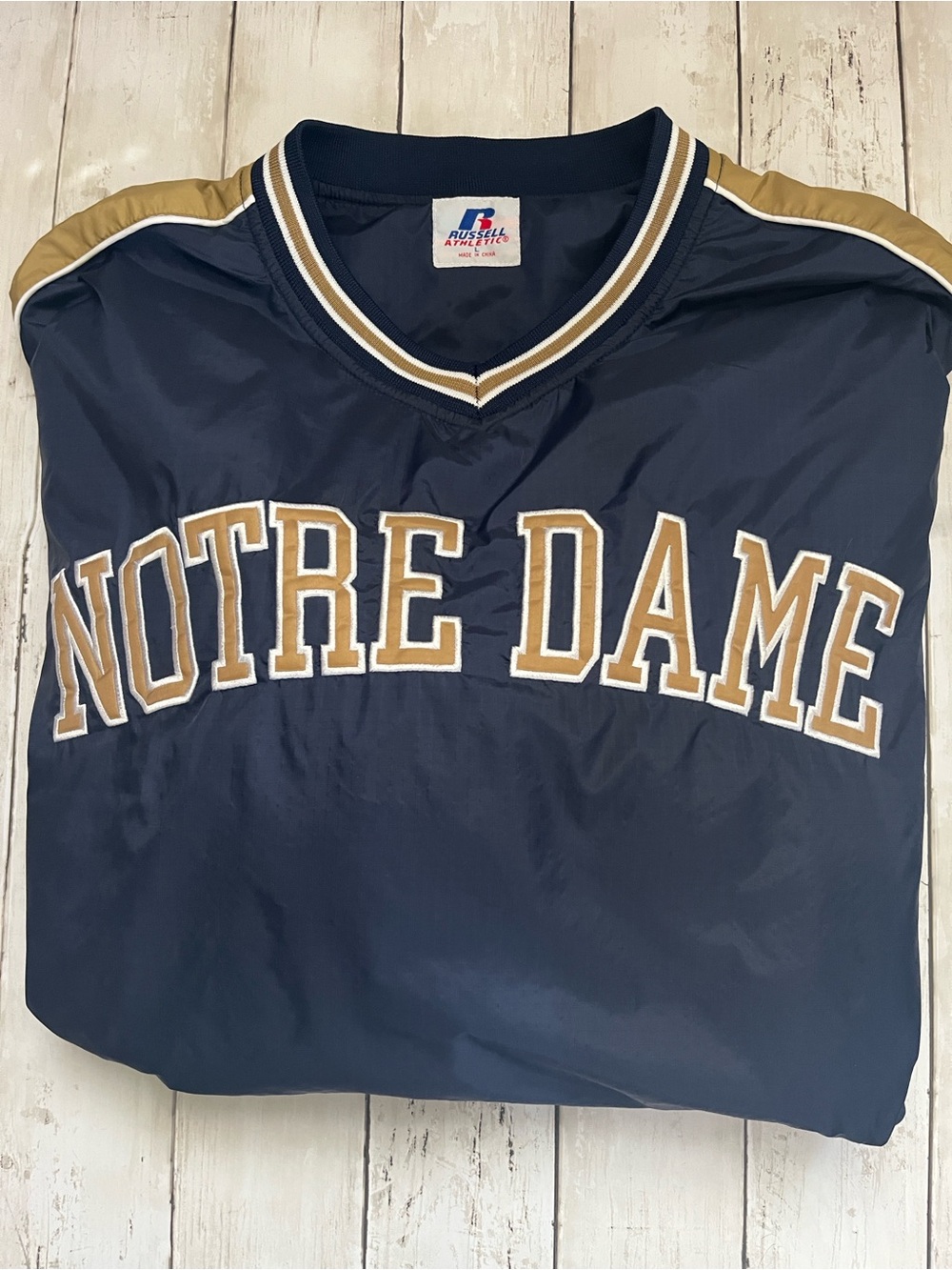 Russell Athletic Navy and Gold Notre Dame Pullover